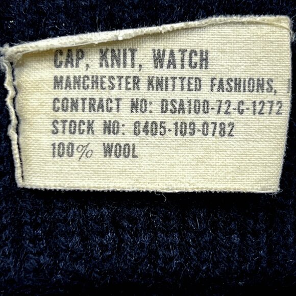 '80s Vintage 100% Wool Men's Dark Navy Knitted Beanie Manchester Fashions - OS - Picture 4 of 4